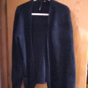 Black Angora Wool Blend Cardigan